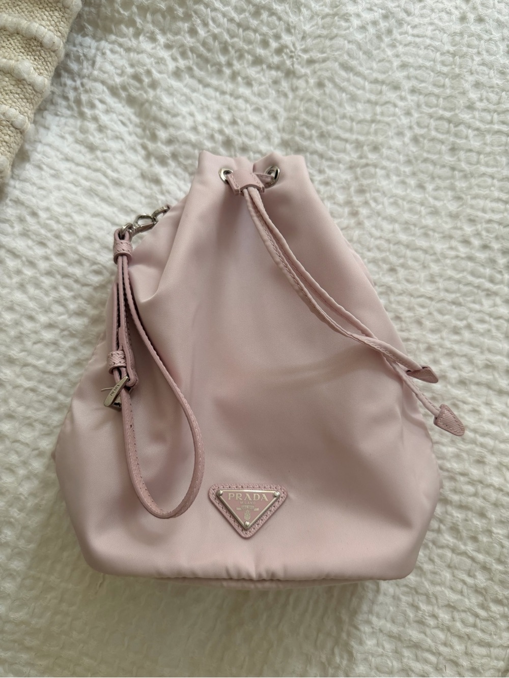 Prada Blush Nylon Drawstring Wristlet